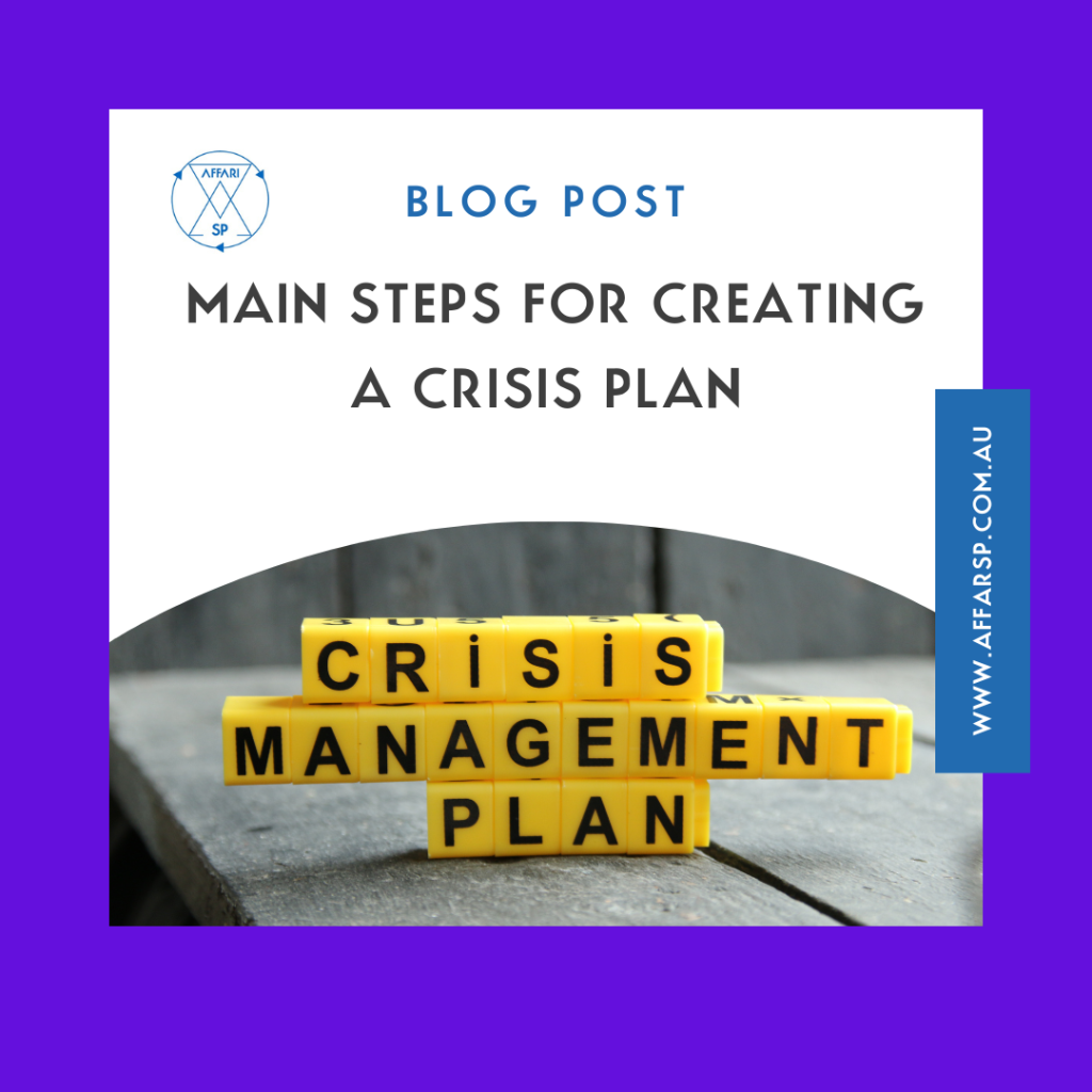 Main steps for creating a crisis plan